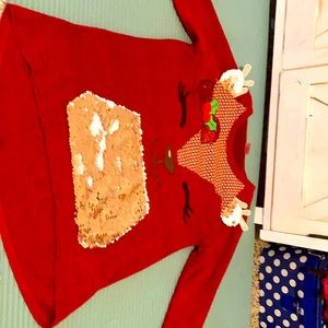 Reindeer Christmas shirt with sequin flip pockets
